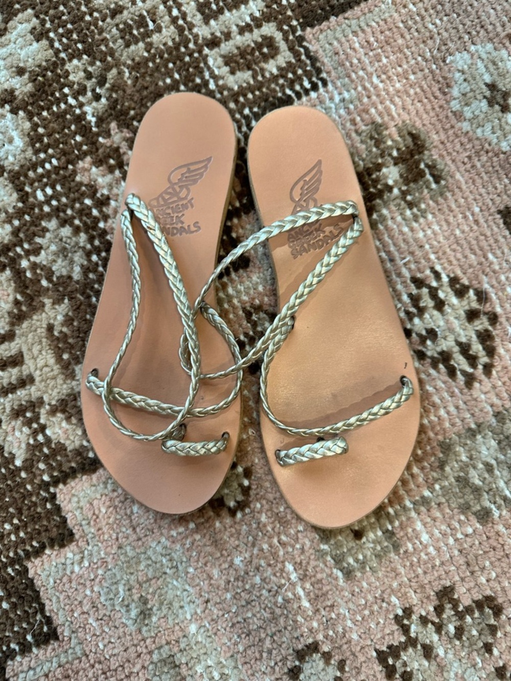 Ancient Greek Sandals Braided Metallic-Strap Sandals